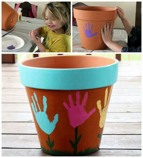 Handprint Flower, Mothers Day Flower Pot, Diy Mother's Day Crafts, Homemade Mothers Day Gifts, Flower Pot Crafts, Hand Prints, Mothers Day Crafts For Kids, Mother's Day Diy, Fathers Day Crafts