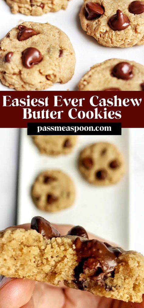 These cashew butter cookies are flourless, made with only three ingredients, are refined sugar free, and taste just like eating your favorite cashew butter straight out of the jar – only better! Butter Cookies Recipes, Cashew Butter Cookies, Cooking Cookies, Holiday Dessert Recipes, Cashew Butter, Dessert Sauces, Cookies Recipes, The Jar, Foodie Recipes