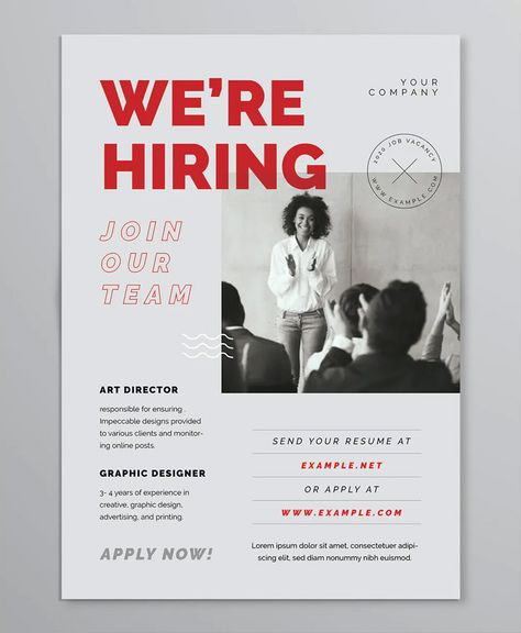 14 Best We Are Hiring Flyer Templates - ksioks Internship Flyer Design, Hiring Posters Creative, Flyer Layout Design Inspiration, We’re Hiring Poster, Recruitment Flyer Design, We're Hiring Poster Design, Job Poster Design, Job Advertisement Design, We Are Hiring Design