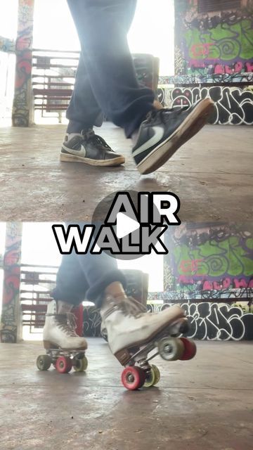 Rosa Mei on Instagram: "Footwork Dance x Jam Skating - The Air Walk  The AIRWALK is an iconic MJ move that works really well in jam skating. It actually resembles the DRIBBLE or walk slide (all hail @oumi_janta ) but instead of both feet sliding at the same time (one going forward and the other back)… in the AIRWALK the back foot stays anchored. The free leg kicks out and slides back.   Key point 2: in dribbles, the HEEL DROP is in the front. In the airwalk, the TOE DROP (which triggers the weight shift) is in the back.   #jamskaters #housedance #jamskate #housedancer #airwalk #gliding #pivots #heeltoe #twister #danceskating #danceskate #twistout #shuffledance #footworkdance #rollerskating #rollerdance #mjdance #mj #micheljackson" Footwork Dance, Leg Kicks, Jam Skating, House Dance, Roller Derby, Roller Skate, Roller Skating, Jam, Slides