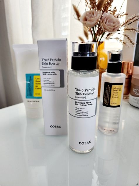 Cosrx - The 6 Peptide Skin Booster Cosrx Skin Care Oily Skin, Skincare Bathroom, Best Cosrx Products, Cosrx Propolis Toner, Cosrx Skincare, Cosrx Hyaluronic, Cosrx Bha, Collagen Booster, Supple Skin