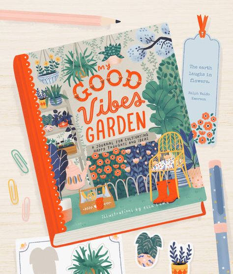 Journal Illustration, Lilla Rogers, Lovely Illustrations, Happiness Journal, Book Cover Illustration, Cover Illustration, Hand Lettering Quotes, Garden Journal, Creative Illustration