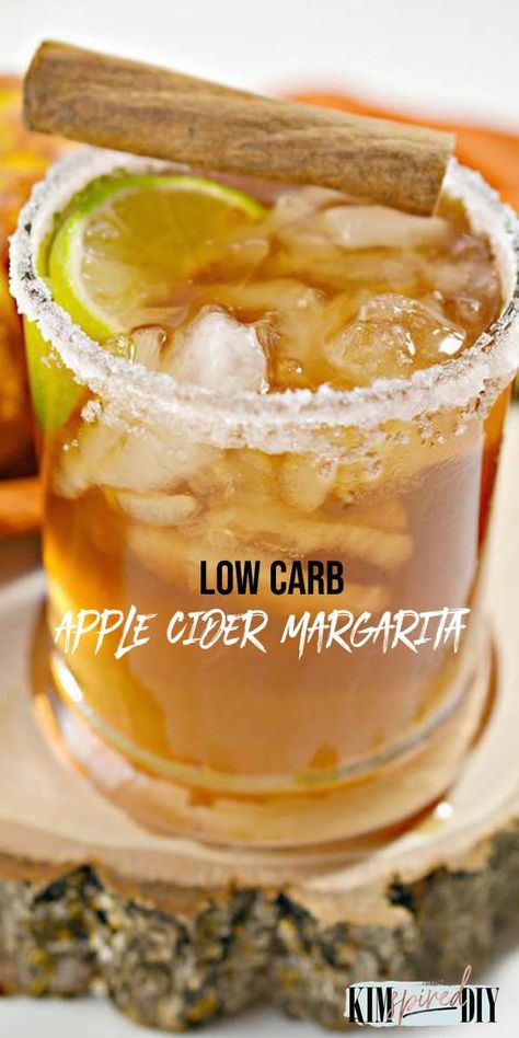 low carb gluten free 3 ingredient Apple Cider Margarita Tequila alcohol drink Sugar Free Alcoholic Drinks, Cider Margarita Recipe, Low Carb Margarita, Thanksgiving Margarita, Low Calorie Alcohol, Apple Cider Margarita, Cider Margarita, Low Calorie Alcoholic Drinks, Tequila Drinks Recipes