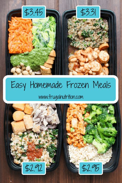 Easy Homemade Frozen Meals | www.frugalnutrition.com   Follow this guide to make your own homemade frozen meals! Super fast and super easy! All #glutenfree #dairyfree #homemadefrozendinners #homemadeleancuisine Homemade Frozen Dinners For One, Frozen Individual Meal Prep, Homemade Frozen Lunches, Pre Made Frozen Meals, Microwavable Meal Prep, Homemade Frozen Microwave Meals, Pre Cooked Frozen Meals, Diy Frozen Tv Dinners, Diy Lean Cuisine Freezer Meals