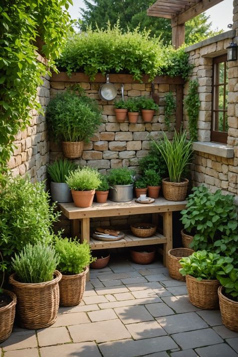 21 Garden Nook Ideas – ToolzView Courtyard Raised Beds, Small English Courtyard Gardens, Tiny Terrace Garden, Potted Garden Patio, Pot Plant Garden Ideas, Cozy Small Garden, Outdoor Corner Ideas, Courtyard Patio Ideas, French Courtyard Garden Ideas