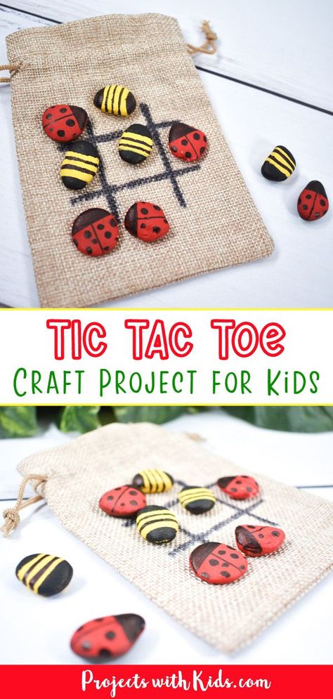 Tic Tac Toe Rocks, Babysitting Crafts, Summer Camp Activities, Summer Camp Crafts, Ladybug Crafts, Bug Crafts, Easy Paper Flowers, Vbs Crafts, Outdoor Crafts