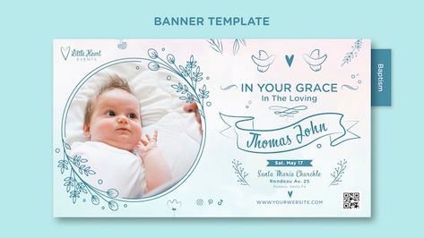 Flat design baptism banner template | Free Psd #Freepik #freepsd #christening #flat-banner #naming-ceremony #church-banner Baptism Banner, Church Banner, Naming Ceremony, Banner Template, Free Psd, Flat Design, Banner Design, Christening, Layout