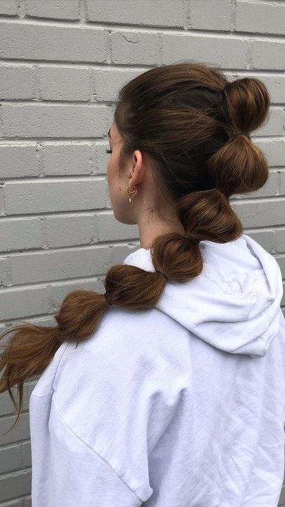 High Ponytail With Bubble Braid, High Bubble Braid Ponytail, High Ponytail Hairstyles Bubble Braid, Bubble Hair Ponytail, Prom Hairstyles Bubble Braid, Bubble Plaits, High Bubble Braid, Bubble Braid Half Up Half Down, Cute Bubble Braid Hairstyles