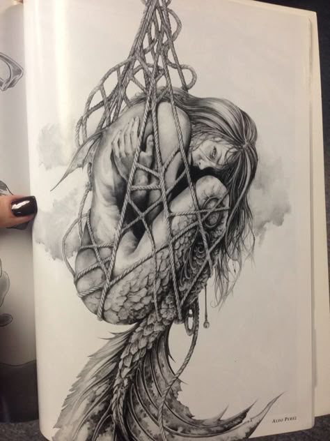 Drawing With Dark Meaning, Dark Romantic Tattoo, Transforming Tattoos, Art Woman Body Drawing, Siren Tattoo Dark Mermaid, Evil Mermaid Tattoo, Naked Fairy Tattoo, Serena Malyon, Mermaid Tattoo Designs