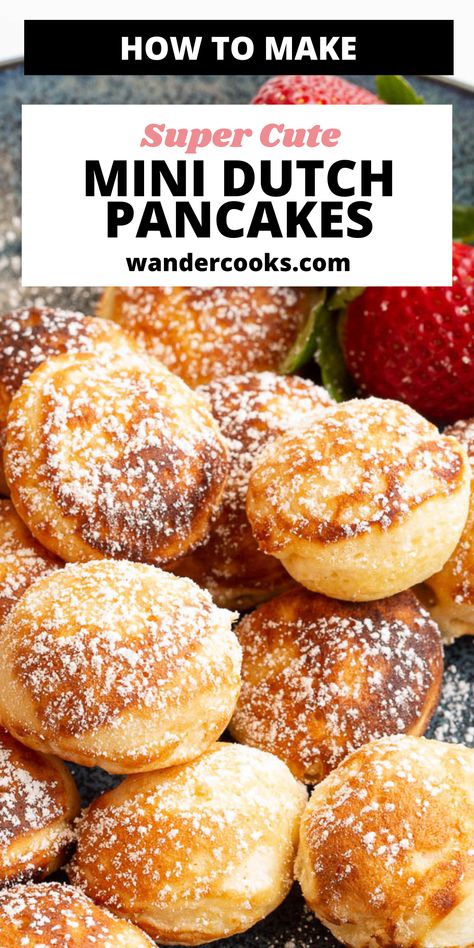 Dutch Recipes, Poffertjes Recipe Easy, Poffertjes Recipe, Mini Pancakes Recipe, Mini Dutch Pancakes, Dutch Pancakes, Pancake Bites, Mini Pancakes, Weekend Breakfast