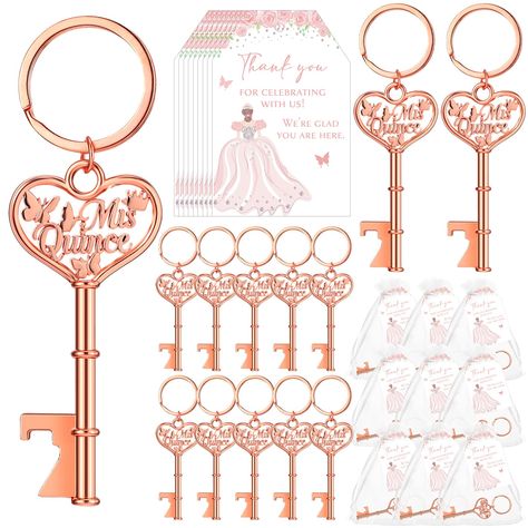 PRICES MAY VARY. Comprehensive Quinceanera Party Favors Set: this complete set of quinceanera party favors include 25 butterfly keychain bottle openers, 25 thank you tags, and 25 organza bags, beautifully packaged to meet your gifting needs; Each piece coordinates perfectly, creating a worthy complement to your celebration Quality Materials: the butterfly keychain bottle openers are primarily made from alloy which offers rust resistance and prevents easy wear or fading, ensuring durability; Addi Quinceanera Party Favors Sweet 15, Quinceañera Favors, Fairy Party Favors, Quince Party, Quinceanera Party Favors, Sweet 16 Party Favors, Quinceanera Gifts, Butterfly Keychain, Quinceanera Party