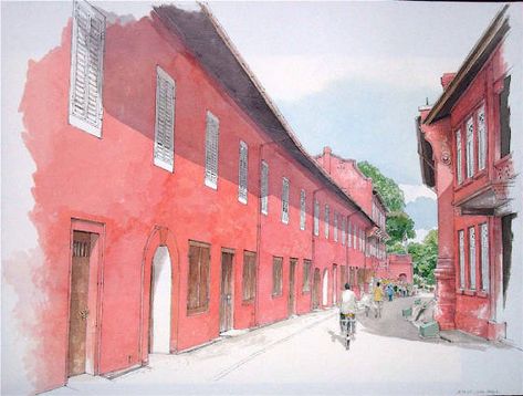 Malacca Illustration, Penang Architecture, Street Illustration, Street Art, Sketch Book, Paintings, Illustrations, Architecture, Quick Saves