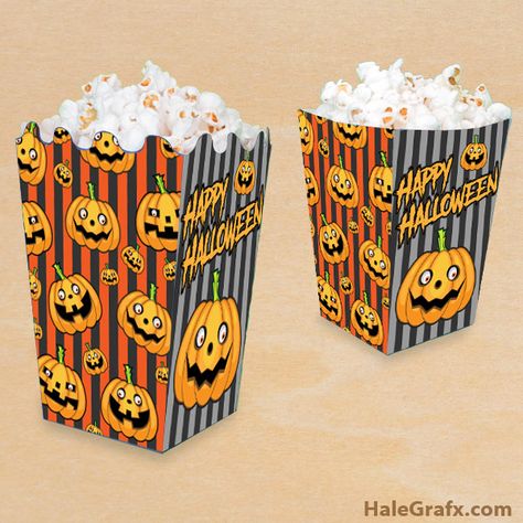 FREE Printable Halloween Jack-o-lantern Popcorn Box Popcorn Box Printable, Custom Popcorn Boxes, Popcorn Packaging, Perfect Popcorn, Halloween Popcorn, Printable Things, Box Printable, Free Printable Halloween, Popcorn Boxes