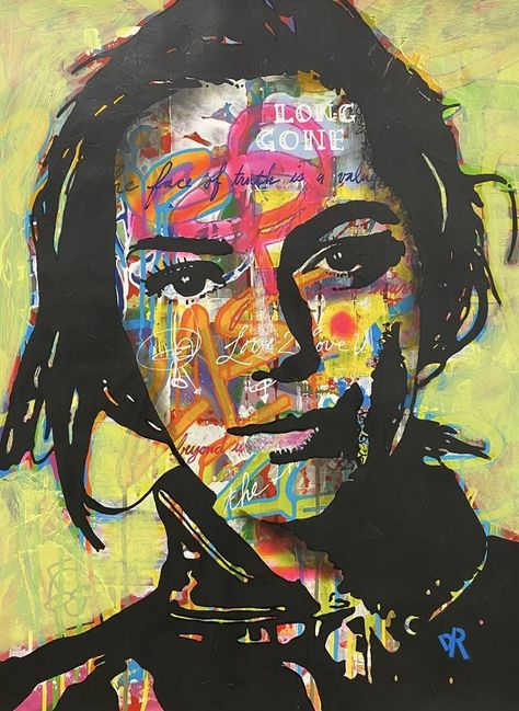 Ms OGrady's Art Course - PAINTING stencil style portrait Graffiti Art Portrait, College Sketchbook, Graffiti Workshop, Gel Printing, Pratt Institute, Diy Abstract Canvas Art, School Of Visual Arts, Dean Russo, Animal Portraits