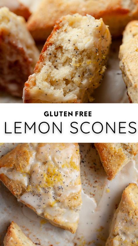 These Gluten Free Lemon Poppyseed Scones are bursting with zesty citrus flavor, perfect for breakfast or a delightful afternoon snack. Simple Gluten Free Snacks, Gluten Free Lemon Poppyseed Scones, Gluten Free Homemade Mixes, Gluten And Dairy Free Scones, Quick Lunch Recipes Gluten Free, Gluten Free Tea Bread, Gluten Free Toaster Pastries, Gf Breakfast Pastries, Gf Lemon Poppyseed Muffins