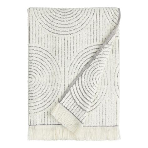 Morgan Gray and Off White Sculpted Spiral Towel Collection - World Market Decorative Bath Towels, Towel Crafts, Hand Towels Bathroom, The Morgan, Towel Collection, Luxury Towels, Spiral Design, Cotton Bath Towels, Affordable Home Decor