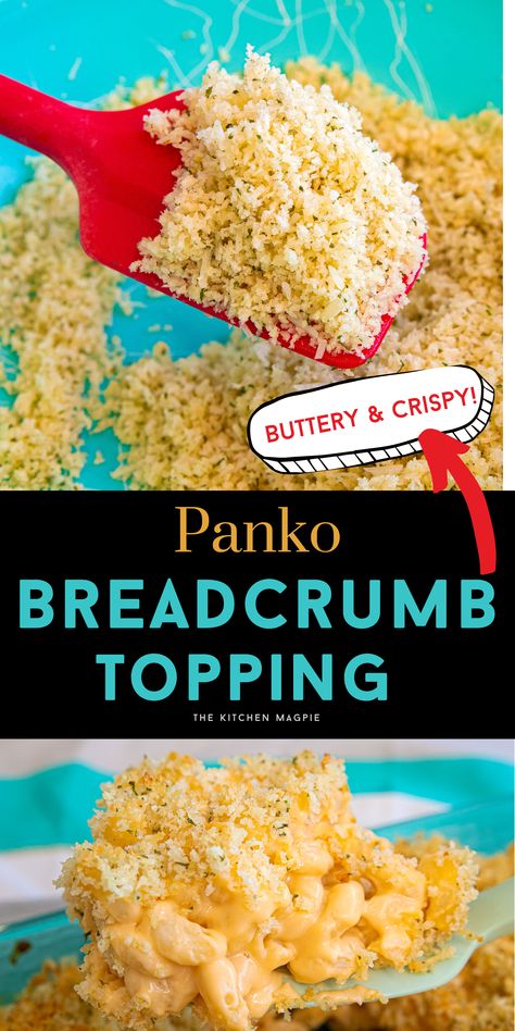 Panko Bread Crumbs Recipe, Baked Casseroles, Velveeta Mac And Cheese, Breadcrumb Topping, Bread Crumbs Recipe, Air Fryer Recipes Appetizers, Crumb Recipe, Bread Toppings, Chicken Pot Pie Casserole