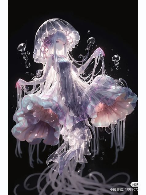 Human Jellyfish Art, Jellyfish Mermaid Art, Jellyfish As A Human, Jellyfish Human Hybrid, Jellyfish Oc Drawing, Jellyfish Fursona, Jellyfish Humanoid, Jellyfish Person, Jellyfish Character Design