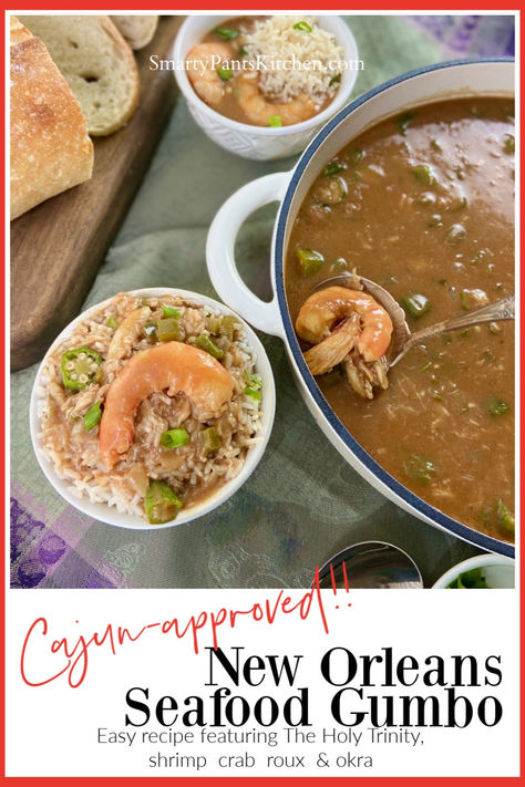 Bowl of seafood gumbo with shrimp and rice in white bowl. Shrimp And Crab Gumbo, Southern Seafood Gumbo, Shrimp Gumbo Recipe Authentic, Shrimp Gumbo Recipe Louisiana, Best Gumbo Recipe Authentic, File Gumbo Recipe, Seafood Gumbo Recipe Louisiana, Louisiana Gumbo Recipe Authentic, Shrimp Gumbo Recipe Easy