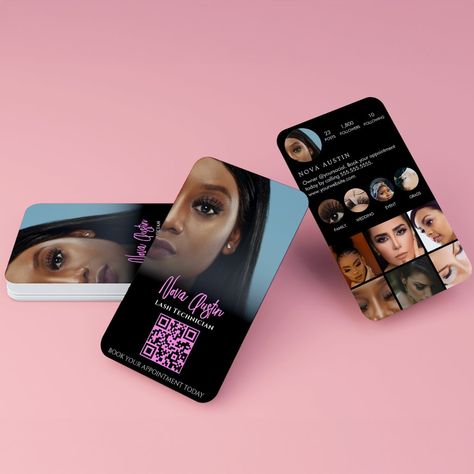 Instagram Lash Tech Hot Pink And Black QR Code Lash Cards Business, Lash Tech Business Cards, Lash Business Cards, Business Cards With Qr Code, Lash Tech Business, Qr Code Generator, Qr Code Business, Qr Code Business Card, Black Color Scheme