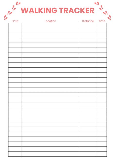 Walking tracker Accountability Tracker, Walk Tracker, Walking Tracker, Walking Club, Fitness Tracker Printable, Walking Challenge, Daily Steps, Steps Tracker, Achievable Goals