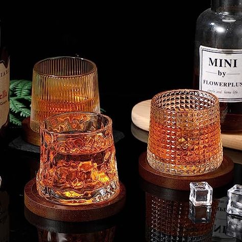 Whiskey Gifts For Men, Walnut Coasters, Bourbon Room, Bourbon Glasses, Whiskey Room, Whiskey Glasses Set, Whiskey Gifts, Old Fashioned Glass, Whiskey Glasses