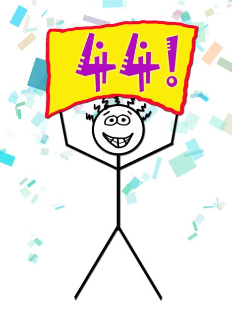 Happy 44th Birthday-Stick Figure Holding Sign card Happy 58th Birthday, Happy 72nd Birthday, Happy 59th Birthday, Happy 69th Birthday, Happy 49th Birthday, Happy 42nd Birthday, Happy 55th Birthday, Happy 45 Birthday, Holding Sign