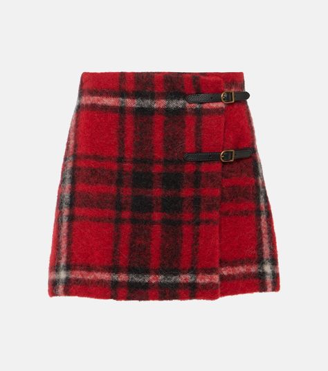 Plaid Wrap Skirt in Red - Polo Ralph Lauren | Mytheresa Mini Wrap Skirt, Plaid And Leather, Red Polo, Americana Fashion, Mein Style, Plaid Skirt, Ralph Lauren Womens, Italian Fabric, Plaid Skirts