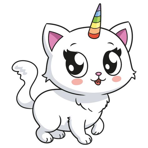 Complete Cute Unicorn Cat drawing Cartoon Unicorn Drawing Easy, Unicorn Cat Drawing, Unicorn Art Drawing, Unicorn Kitty, Magical Sky, Cat Outline, Cat Unicorn, Cat Drawing Tutorial, Kitten Wallpaper