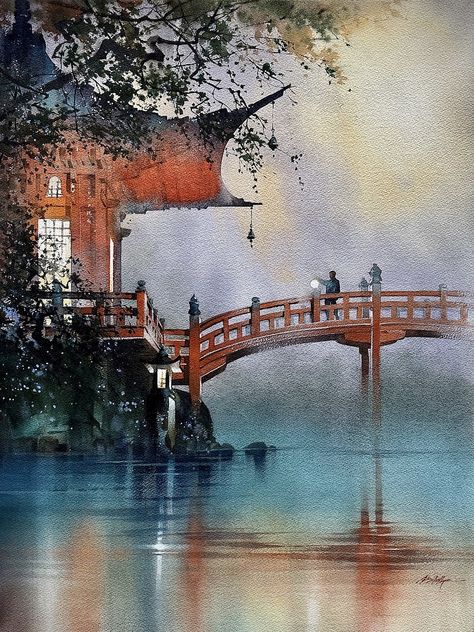 Thomas Schaller, Kyoto Thomas W Schaller, Architecture Watercolor, Thomas Schaller, Art Goals, Colour Drawing, Art Thomas, Zen Painting, 2023 Art, Watercolor Architecture