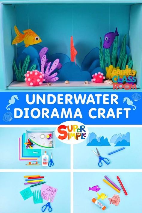 Aktiviti Tadika, Diorama Kids, Under The Sea Crafts, Aktiviti Kanak-kanak, Sea Crafts, Ocean Crafts, Animal Crafts For Kids, Aktivitas Montessori, Buku Skrap