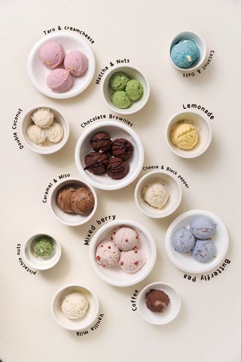 Ice Cream Photography Creative, Ice Cream Marketing, Ice Cream Menu Design, Gelato Branding, Ice Cream Instagram, Cafe Ice Cream, Cream Photography, Bake Sale Packaging, Ice Cream Photography