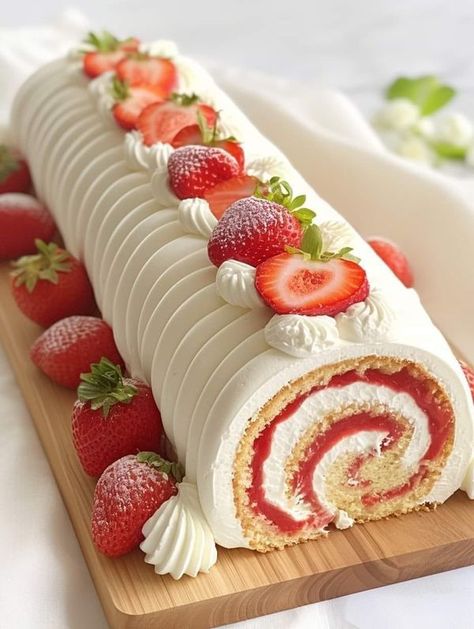 Swiss Cake, Chocolate Roll Cake, Charlotte Cake, Swiss Roll Cake, Chocolate Sponge Cake, Chocolate Roll, Holiday Recipes Christmas, Easy Summer Desserts, Swiss Roll