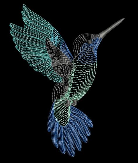 Hummingbird Embroidery, Embroidery Digitizing, Thread Art, Ceramics Ideas, Embroidery Craft, Machine Design, Black Paper, Digital Embroidery, Embroidery Machine