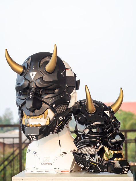 ArtStation - Cyber Oni mask Flat black , PUTTYSTUDIO Black Oni Mask, Cyberpunk Oni Mask, Oni Mask Design, Oni Masks, Robot Animation, Mascara Oni, Cosplay Masks, Oni Samurai, Cyberpunk Techwear