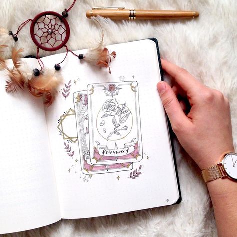 🇬🇧Time for a change! What better theme than Tarot for February? This month will be filled with roses and magical things!✨ 🇮🇹Tempo di cambiare! Quale tema migliore per Febbraio se non i Tarocchi? Questo mese sarà pieno di rose e cose magiche! * * * * #bulletjournal #bujo #bujodaily #plannercommunity #bulletjournallove #bujobeauties #sleepybujo #bulletjournalitalia #stationery #dingbats #bujoinspire #planneraddict #bulletjournaljunkie  #bulletjournaling #calligraphy #bujojunkie #bujocommunity Bullet Journal 2020, Bullet Journal Aesthetic, Bullet Journal Notebook, Magical Things, Diary Ideas, Bullet Journal Themes, Journal Themes, Cool Themes, Bullet Journal Art