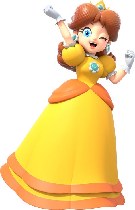 Princess Daisy, The Princess, Cartoon Character, Super Mario, Tiara, Mario, Daisy, Mario Characters, Orange