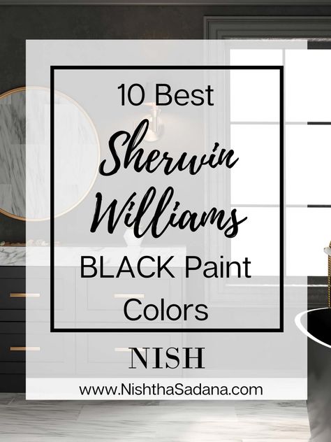 10 Best Sherwin Williams Black Paint Colors - NISH Sherwin Williams Green Black Paint, Best True Black Paint Color, Black Fox Paint Sherwin Williams, Best Black Paint For Bathroom Vanity, Sherwin Williams Bohemian Black, Black Swan Sherwin Williams, Tricots Black Sherwin Williams, Sherwin Williams Iron Ore Bathroom, Black Bedroom Paint Colors