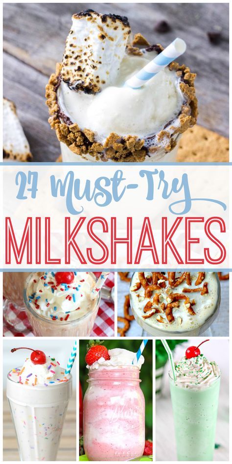 Yum! Take a peek at these absolutely must try milkshake recipes. We’ve got a roundup to inspire you to get creative as you whip up one of the 27 Best Milkshake Recipes out there! 27 Best Milkshake Recipes Chocolate Chip Cookie Coffee Milkshake – Simply Stacie Banana Nutella Milkshake – Smart Little Cookie Salted Caramel … At Home Milkshake Recipes, Cool Milkshake Ideas, Types Of Milkshakes, Copycat Milkshake Recipes, Creative Milkshake Ideas, Gourmet Milkshake Ideas, Milkshake Flavor Ideas, Milkshake Flavors List, Milkshake Recipes Easy