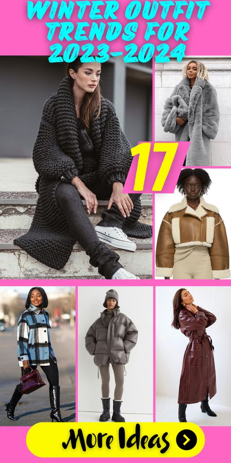 Winter Outfits Trends 2023-2024: Get ahead of the curve with the latest winter outfits trends for 2023-2024. Explore fashionable options for women, from casual to dressy fashionista styles. Whether you're braving the cold or embracing street style, these fashion trends have you covered. Don't miss out on the black leather pants trend, and discover how to rock it with confidence. Stay cozy in the cold while looking chic with these trendy ideas for women's winter fashion. Curved Outfit Casual, Edgy Winter Outfits 2023, Trendy Outfits For Winter 2023, Trend Winter 2023 2024, Winter Outfits 2024 Trends Women, Winter2024 Fashion Trends, Trending Winter Outfits 2023, Winter Street Style 2023 Women, Fashion Trend Fall Winter 2023-2024