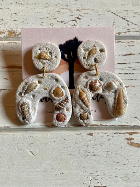 Polymer Clay Shell Jewelry, Polymer Clay Shells, Clay Shell Earrings, Polymer Clay Seashell Earrings, Seashell Clay Earrings, Beach Polymer Clay Earrings, Polymer Clay Flower Jewelry, Diy Earrings Polymer Clay, Seashell Earrings