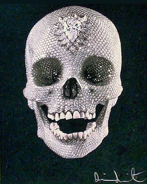 #DamienHirst - FOR THE LOVE OF GOD Silkscreen with glazes / 12.75 x 9.5 inches / 2007 / Edition of 1700 / Hand signed and numbered by the artist  Inquiries : theartplug@marcelkatz.net # Diamond Skull, Damien Hirst, Human Skull, Crystal Skull, Skull And Bones, Memento Mori, Most Expensive, Skull Art, Art Moderne