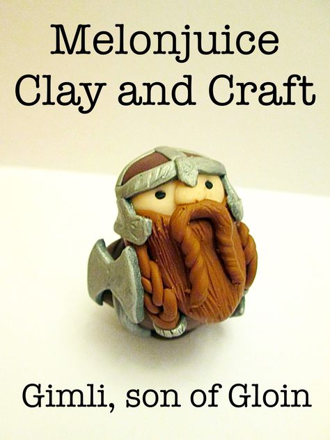 Lord of the Rings polymer clay fimo Gimli character                                                                                                                                                                                 More Polymer Clay Dnd Miniatures, Medieval Clay Projects, Clay Lord Of The Rings, Lotr Polymer Clay, Lord Of The Rings Clay Crafts, Dnd Polymer Clay, Lord Of The Rings Polymer Clay, Nerdy Polymer Clay, Polymer Clay Dnd