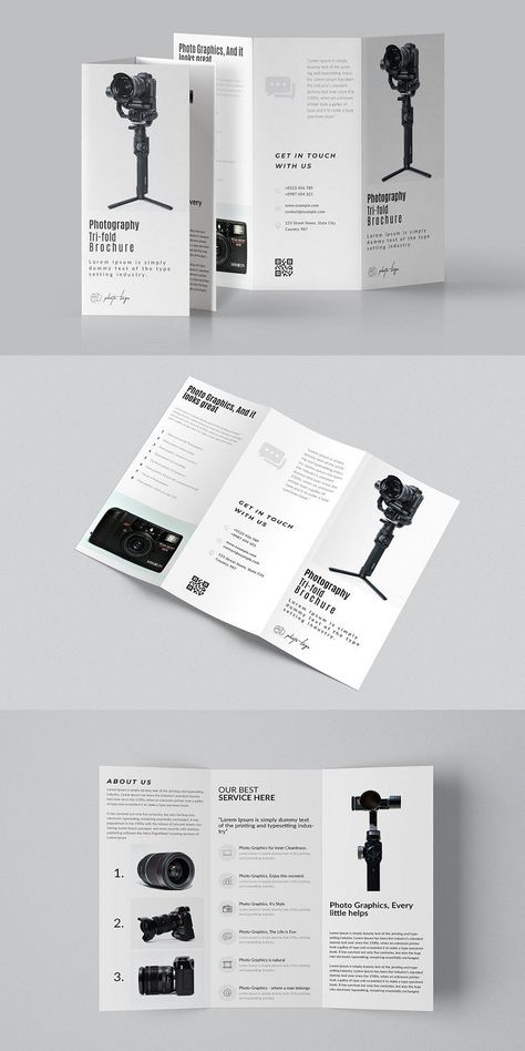 About the Product Introduced an elegant InDesign minimal Photography tri-fold brochure design template. It's a very clean and professional minimal template design. You can be customized as you like. Very easy to change color, free text-font, shape, resize etc. It's a modern and elegant multipurpose usable template when you download this file you will get US Letter size. If you have basic knowledge of Adobe InDesign to be able to edit these files very easily. Trifold Product Brochure Design, Brochure Minimal Design, Product Brochure Design Layout, Pamphlet Design Layout, Pamphlet Design Creative, Tri Fold Brochure Design, Church Brochures, Minimal Template, Photography Brochure