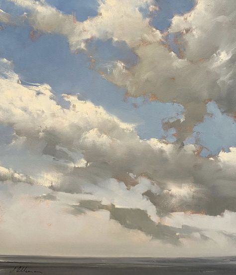 Joseph Alleman, Ocean Landscape Painting, Clouds In The Sky, Abstract Cloud, Bright Paintings, New Works, Cloud Painting, Traditional Paintings, Environment Concept Art