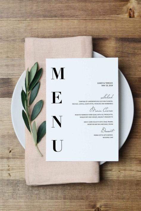 Diy Table Numbers, Menu Card Template, Wedding Table Numbers Printable, Simple Menu, Wedding Numbers, Wedding Menu Template, Menu Printable, 카드 디자인, Template Wedding