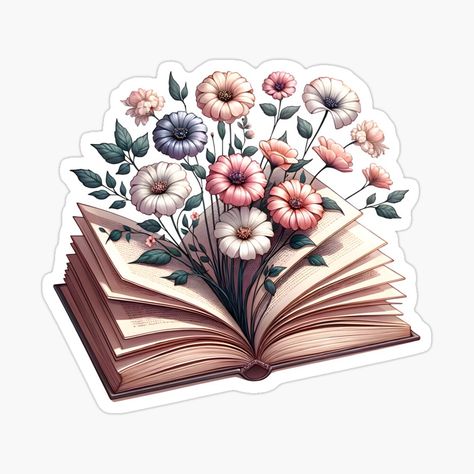 Get my art printed on awesome products. Support me at Redbubble #RBandME: https://www.redbubble.com/i/sticker/Reading-addiction-Vintage-Floral-Book-Bloom-Illustration-by-Unitepeople/158697603.EJUG5?asc=u Floral Stickers Vintage Flowers, Bloom Illustration, Book And Flowers, Pink Book, Pink Books, Botanical Beauty, Floral Stickers, Delicate Flower, Aesthetic Vintage