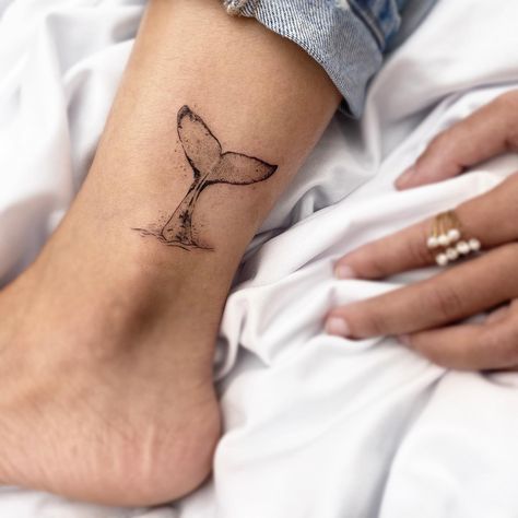 Illustrative whale tail tattoo on the ankle Whale Tail Tattoo, Alaska Tattoo, Tail Tattoo, Band Tattoos For Men, Seashell Tattoos, Whale Tattoo, Dolphins Tattoo, Basic Tattoos, Turtle Tattoo Designs