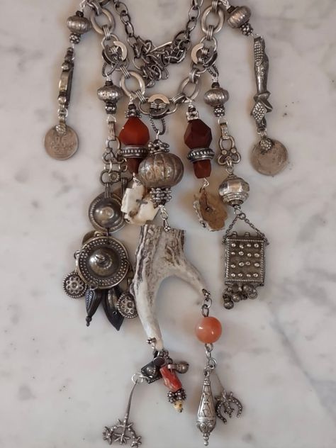 Vintage Talisman Deer Antler Tribal Assemblage Necklace - Etsy Canada Jewelry 2024, Antler Pendant, Talisman Jewelry, Assemblage Necklace, Talisman Necklace, Historical Jewellery, Silver Ornaments, Assemblage Jewelry, Closet Goals