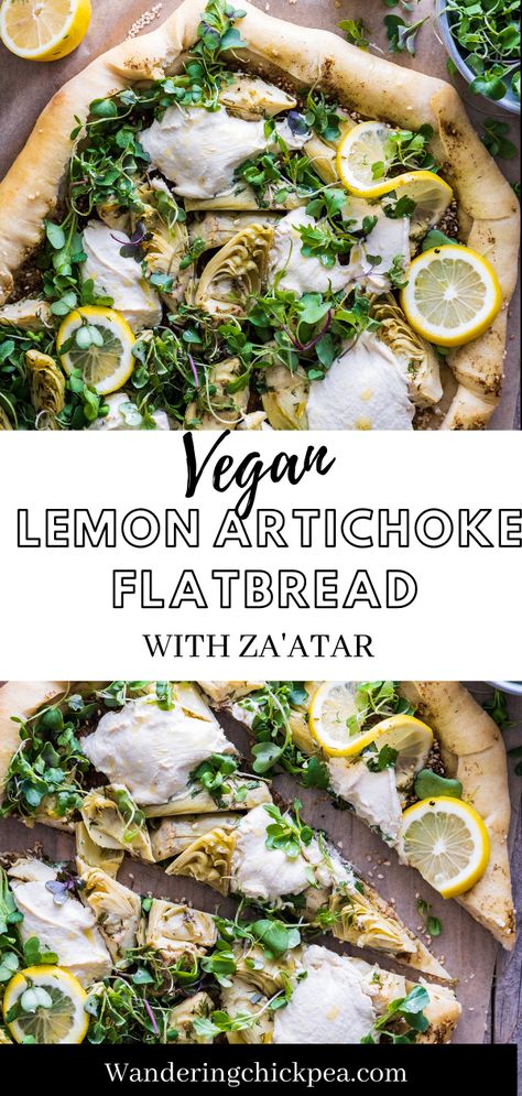 Vegan Flatbread Pizza Recipes, Vegan Flatbread Toppings, Squilliam Fancyson, Vegan Flatbread Pizza, Flatbread Ideas, Vegan Flatbread Recipes, Artichoke Flatbread, Vegan Pizza Toppings, Lemon Pizza